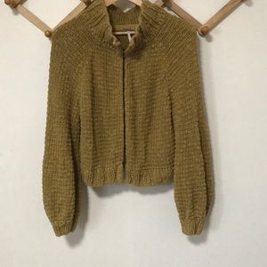 Free People mustard Chunky knit cardigan